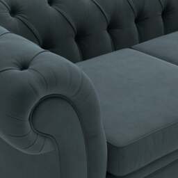 3 Seater Sofa - Lake - Matt Velvet - Harris Chesterfield - The Cotswold Company - thumbnail 5