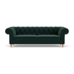 3 Seater Sofa - Lake - Matt Velvet - Harris Chesterfield - The Cotswold Company - thumbnail 2