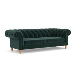 3 Seater Sofa - Lake - Matt Velvet - Harris Chesterfield - The Cotswold Company - thumbnail 1