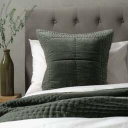 Luxury Cotton Velvet Fern Green Cushion 50x50cm - Home Accessories - The Cotswold Company - thumbnail 2