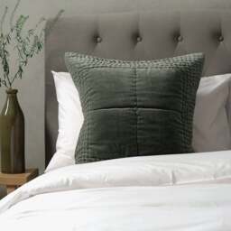 Luxury Cotton Velvet Fern Green Cushion 50x50cm - Home Accessories - The Cotswold Company