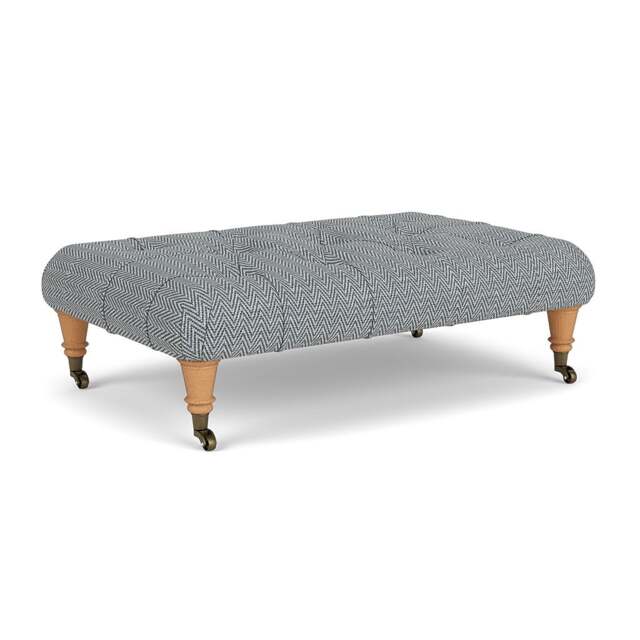 Foot Stool - Navy - Herringbone Weave - Amelia Small - The Cotswold Company - image 1