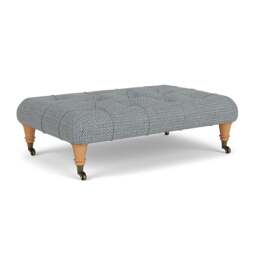 Foot Stool - Navy - Herringbone Weave - Amelia Small - The Cotswold Company - thumbnail 1