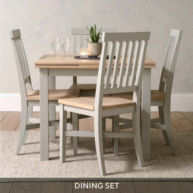 Square Extending Dining Table and 4 Dining Chairs Set - Chester Dove Grey - The Cotswold Company - image 1
