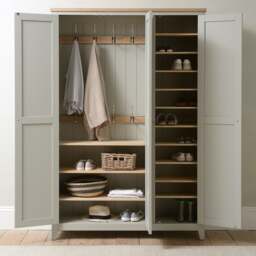 3 Door Hallway Cupboard - Chester Dove Grey - The Cotswold Company - thumbnail 1