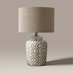 Celia Taupe And White Pattern Ceramic Table Lamp - Home Accessories - The Cotswold Company