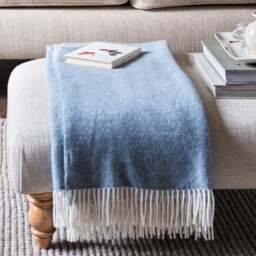 Throw With Cashmere - Sky Blue - Home Accessories - The Cotswold Company - thumbnail 5