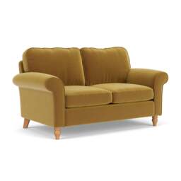 Large 2 Seater Sofa - Mustard - Matt Velvet - Hurley - The Cotswold Company