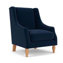 Armchair - Deep blue - Matt Velvet - Annie - The Cotswold Company