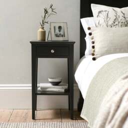 Chantilly Dusky Black Narrow Bedside Table - The Cotswold Company