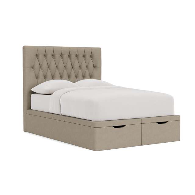 Calvert Double Ottoman Storage Bed - Dove Grey - House Linen Mix - The Cotswold Company - image 1
