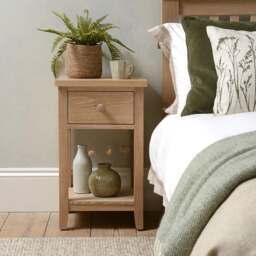 1 Drawer Bedside Table - Inglesham Whitewash Oak - The Cotswold Company - thumbnail 4