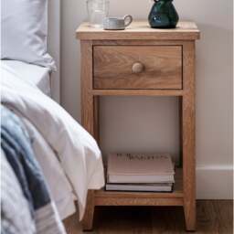 1 Drawer Bedside Table - Inglesham Whitewash Oak - The Cotswold Company
