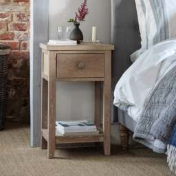 1 Drawer Bedside Table - Inglesham Whitewash Oak - The Cotswold Company - thumbnail 2