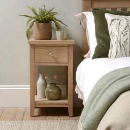 1 Drawer Bedside Table - Inglesham Whitewash Oak - The Cotswold Company - thumbnail 3