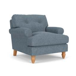 Armchair - Mid Blue - Aquaclean Oxford - Talbot - The Cotswold Company