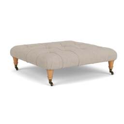 Foot Stool - Natural - Luxury Italian Linen - Amelia - The Cotswold Company