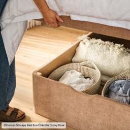 Ellis King Size Ottoman Storage Bed - Moss - Eco Chenille - The Cotswold Company - thumbnail 5