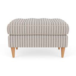 Foot Stool - Indigo - Kingham Stripe - Saxon Small - The Cotswold Company - thumbnail 2