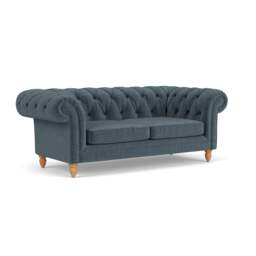 Large 2 Seater Sofa - Teal - Eco Chenille - Harris Chesterfield - The Cotswold Company