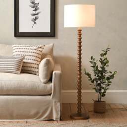 Bobbin Mango Wood Floor Lamp - Home Accessories - The Cotswold Company - thumbnail 3