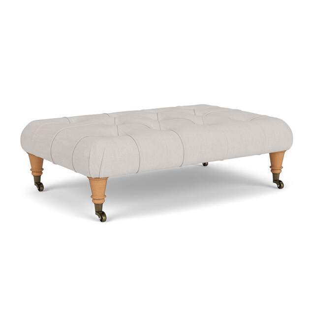 Foot Stool - Soft White - Luxury Italian Linen - Amelia Small - The Cotswold Company - image 1
