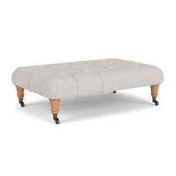 Foot Stool - Soft White - Luxury Italian Linen - Amelia Small - The Cotswold Company - thumbnail 1