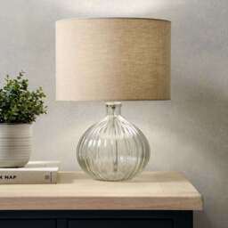Freshbrook Glass Ribbed Table Lamp - Home Accessories - The Cotswold Company - thumbnail 3