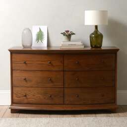 Winchcombe Dark Oak Low and Wide 6 Drawer Chest - The Cotswold Company