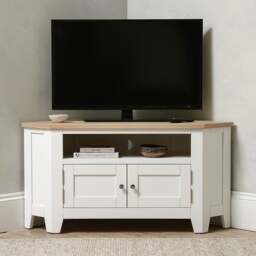 Corner TV Stand up to 55 - Chester Pure White - The Cotswold Company