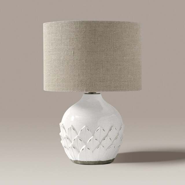 Willow White Leaf Detail Table Lamp - Home Accessories - The Cotswold Company - image 1
