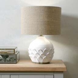 Willow White Leaf Detail Table Lamp - Home Accessories - The Cotswold Company - thumbnail 3