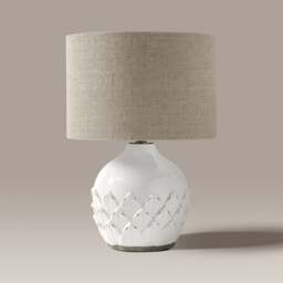 Willow White Leaf Detail Table Lamp - Home Accessories - The Cotswold Company - thumbnail 1