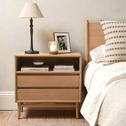 Winson Light Oak Wide Bedside Table - The Cotswold Company