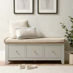 3 Drawer Shoe Bench - Chester Dove Grey - The Cotswold Company