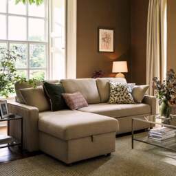 Storage Chaise Sofa Bed 3 Seater Sofa  - Natural - House Linen Mix - Express Delivery Sofas - Baxter  - The Cotswold Company