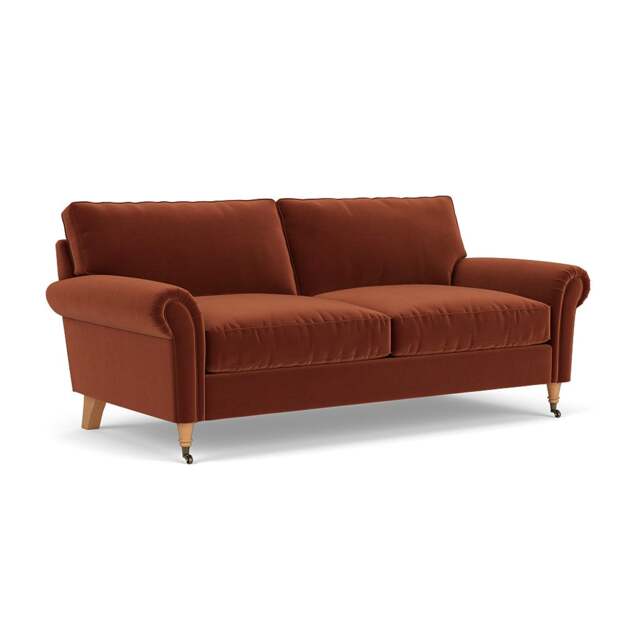 3 Seater Sofa - Brick - Matt Velvet - Osbourne - The Cotswold Company - image 1