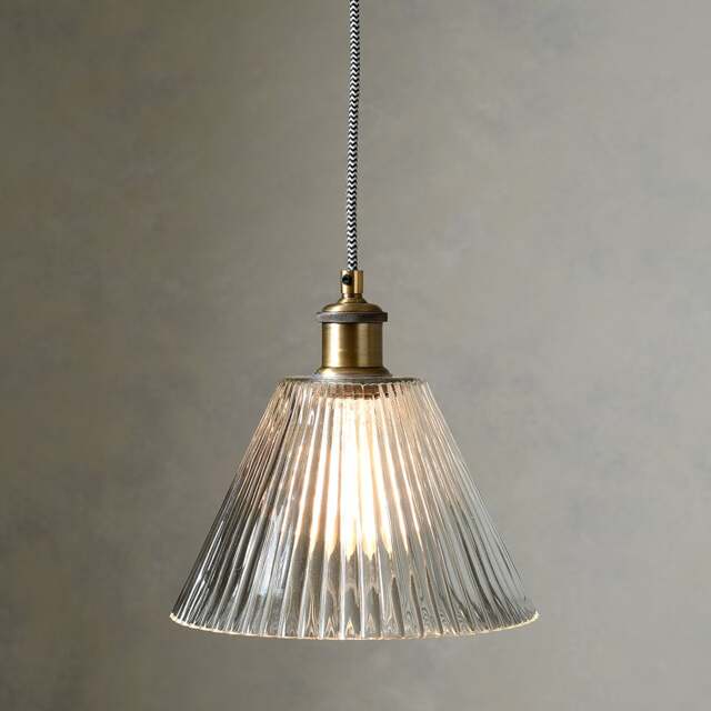 Eliza Ribbed Antique Brass Glass Pendant - Home Accessories - The Cotswold Company - image 1