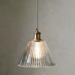 Eliza Ribbed Antique Brass Glass Pendant - Home Accessories - The Cotswold Company - thumbnail 1