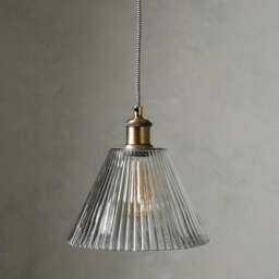 Eliza Ribbed Antique Brass Glass Pendant - Home Accessories - The Cotswold Company - thumbnail 2