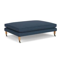 Foot Stool - Indigo - House linen mix - Taylor - The Cotswold Company - thumbnail 1
