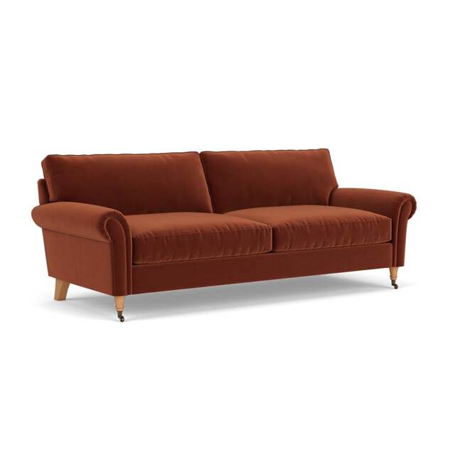 4 Seater Sofa - Brick - Matt Velvet - Osbourne - The Cotswold Company - image 1