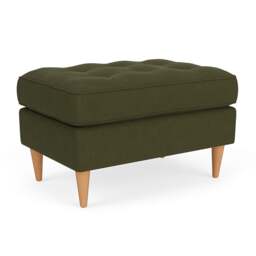 Foot Stool - Forest Green - House Linen Mix - Saxon Small - The Cotswold Company
