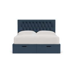 Calvert Super King Ottoman Storage Bed - Indigo - House Linen Mix - The Cotswold Company - thumbnail 2