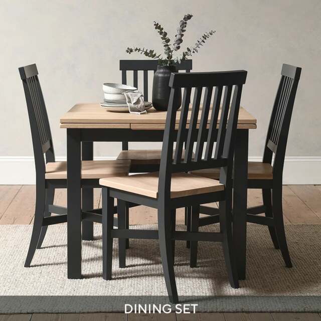 Square Extending Dining Table and 4 Dining Chairs Set - Chester Charcoal - The Cotswold Company - image 1