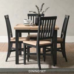 Square Extending Dining Table and 4 Dining Chairs Set - Chester Charcoal - The Cotswold Company