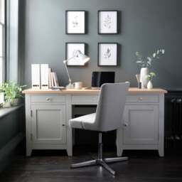 Double Pedestal Desk - Chester Dove Grey - The Cotswold Company