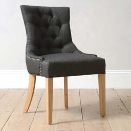 Primrose Upholstered Button Back Dining Chair -  Charcoal - The Cotswold Company - thumbnail 3