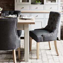 Primrose Upholstered Button Back Dining Chair -  Charcoal - The Cotswold Company