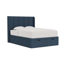 Parker King Size Ottoman Storage Bed - Indigo - House Linen Mix - The Cotswold Company